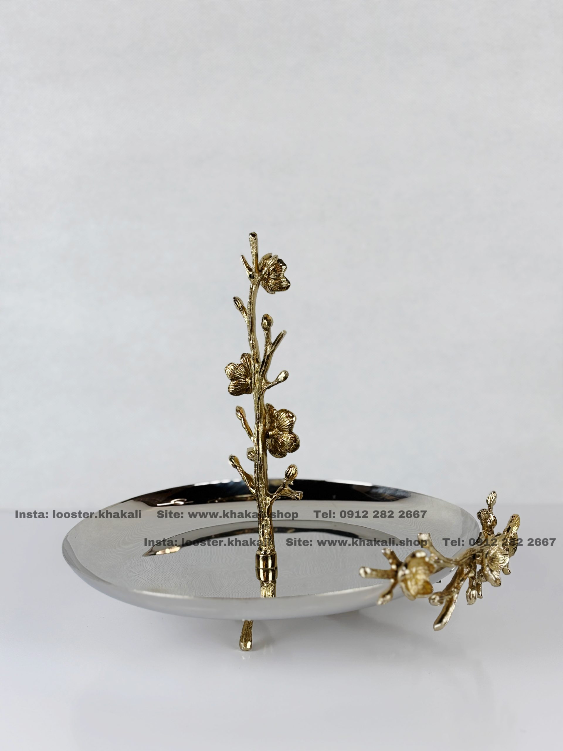 Alternative view of ظروف شیرینی خوری 1 طبقه استیل برنج شکوفه