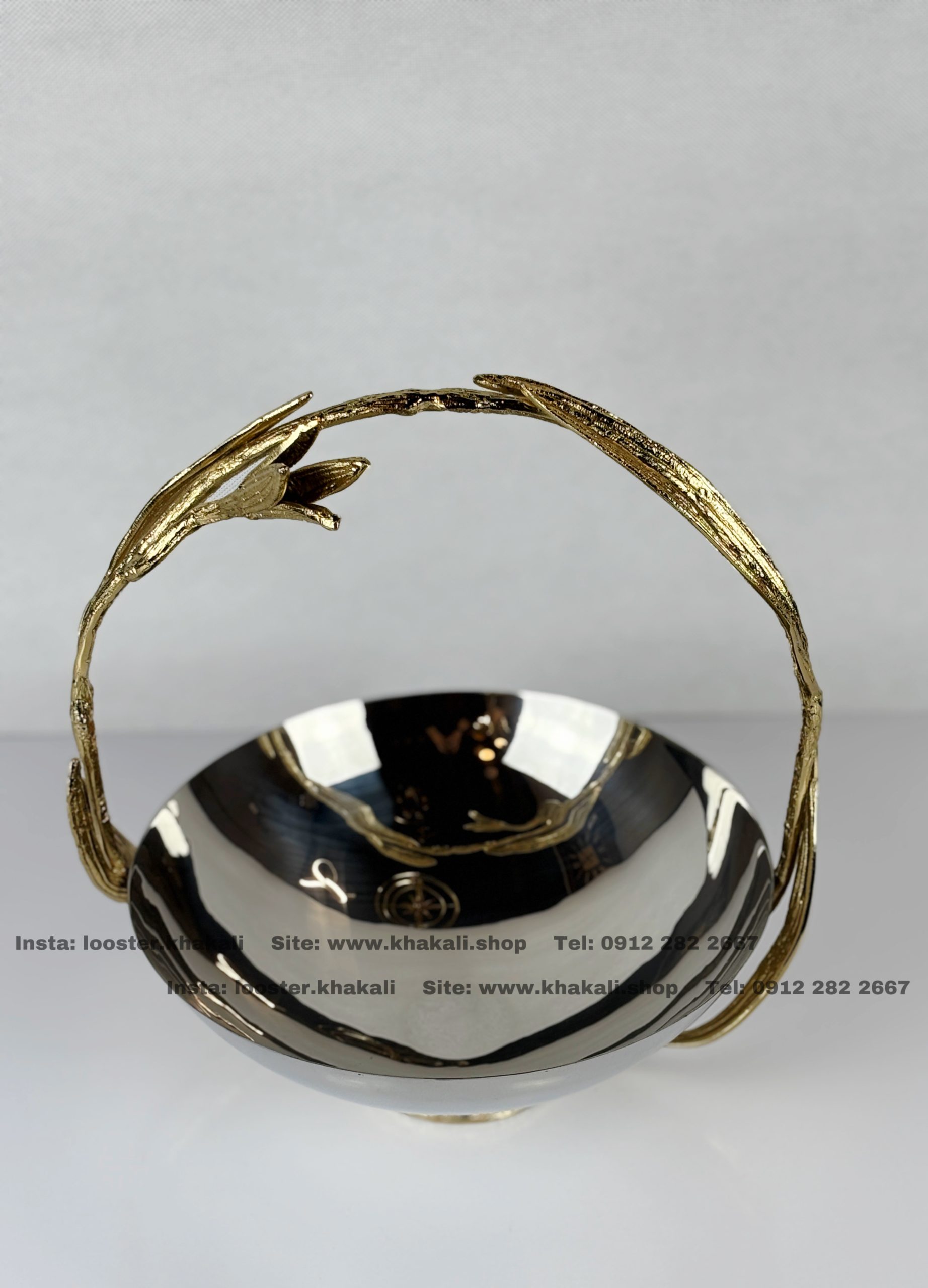 ظروف برنجی میوه خوری دسته دار