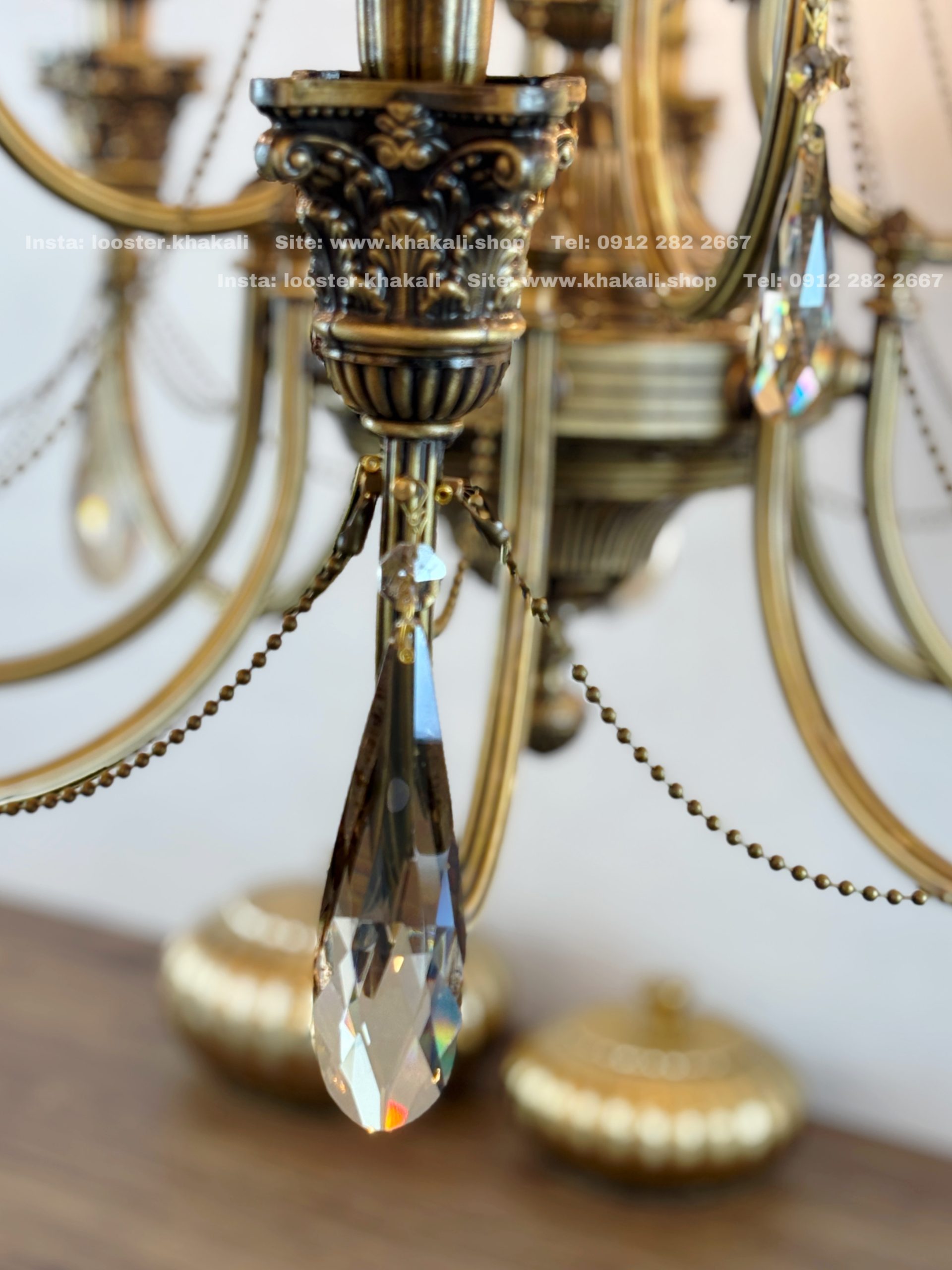 لوستر برنجی کمند 12 شاخه رنگ آنتیک - Image 7