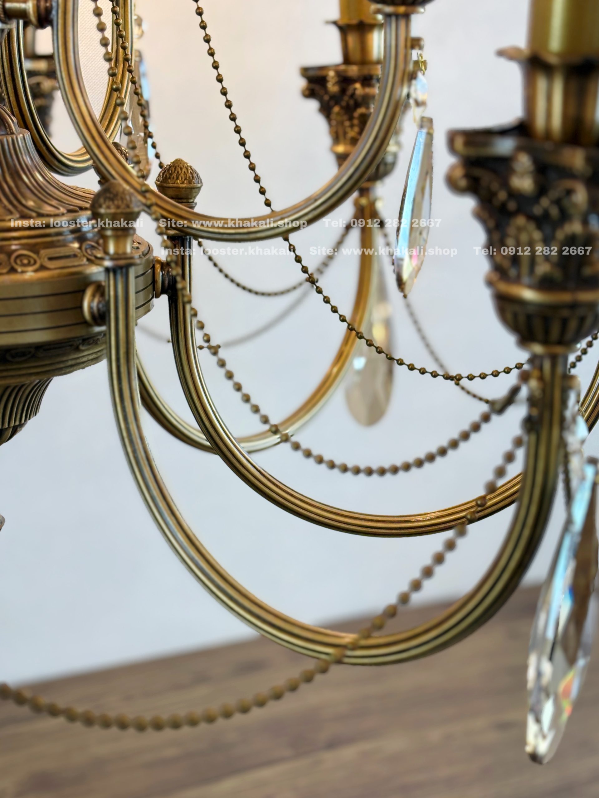 لوستر برنجی کمند 12 شاخه رنگ آنتیک - Image 8