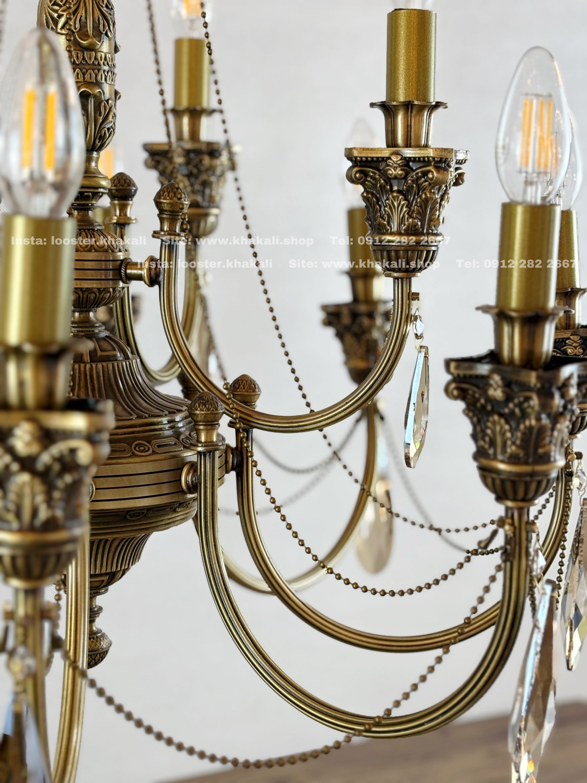 لوستر برنجی کمند 12 شاخه رنگ آنتیک - Image 14