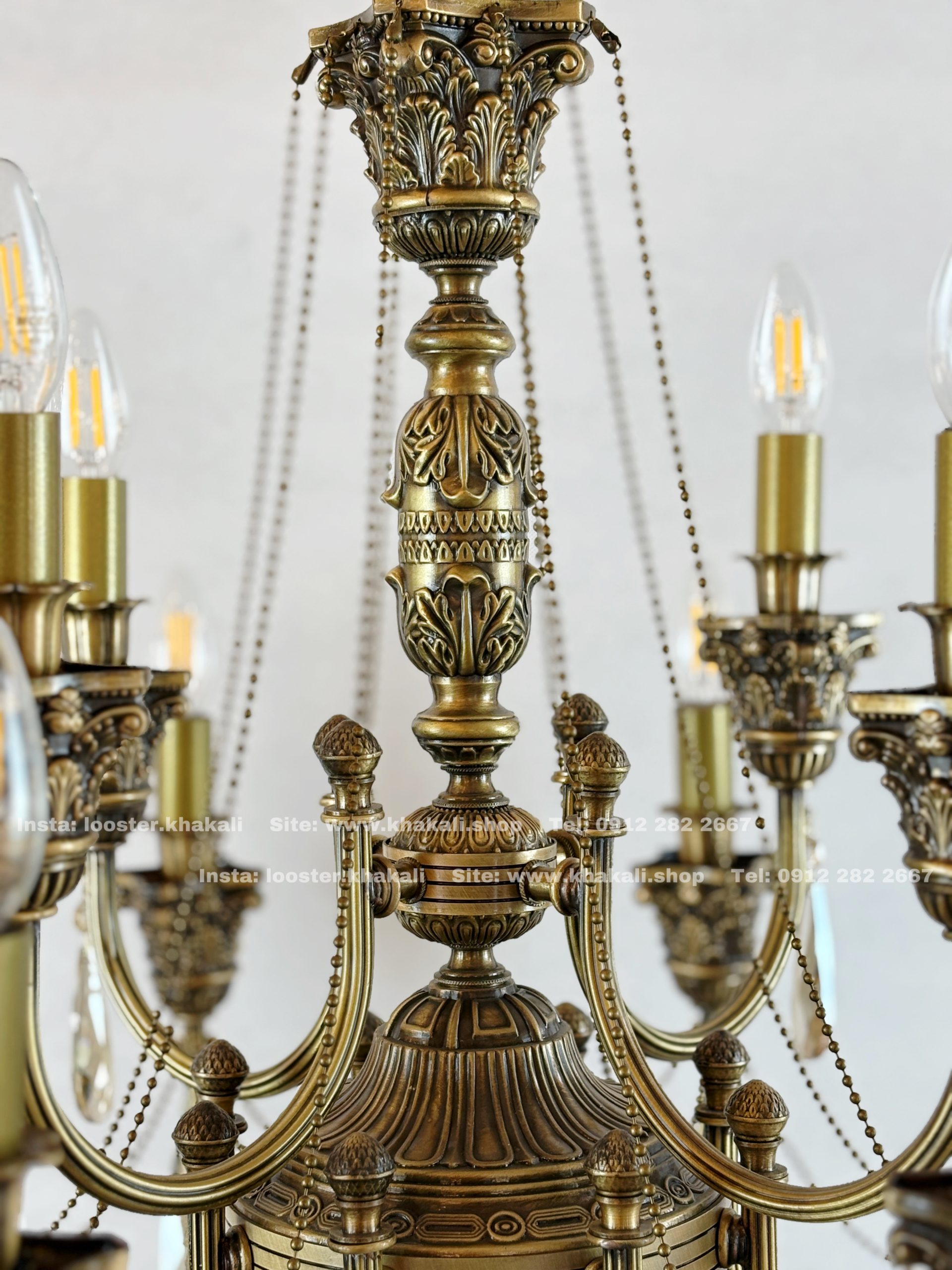 لوستر برنجی کمند 12 شاخه رنگ آنتیک - Image 13