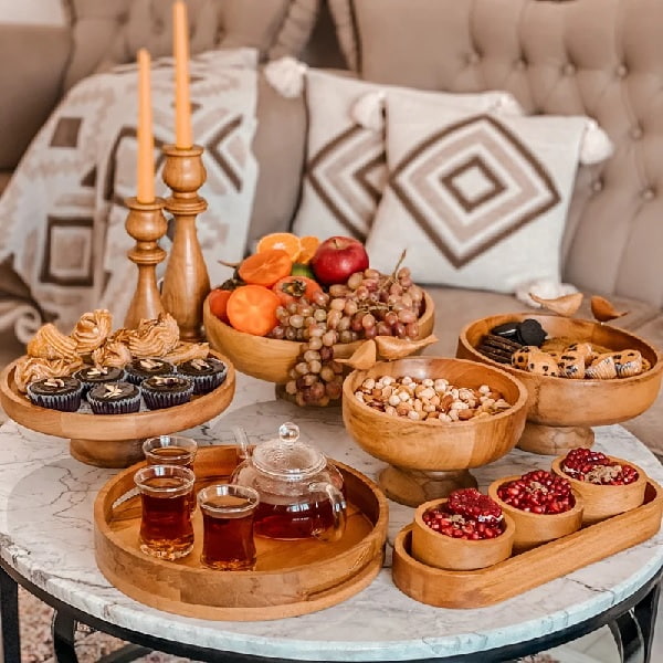 سرویس ظروف پذیرایی چوبی