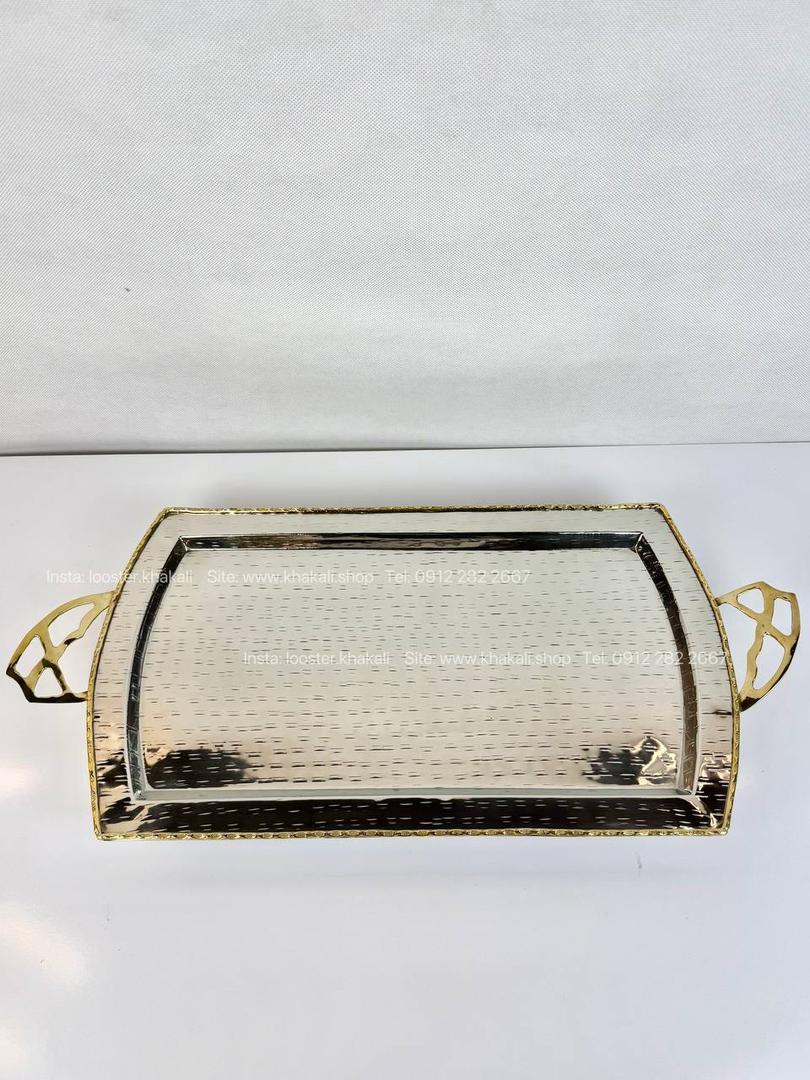 سینی پایه دار استیل برنج