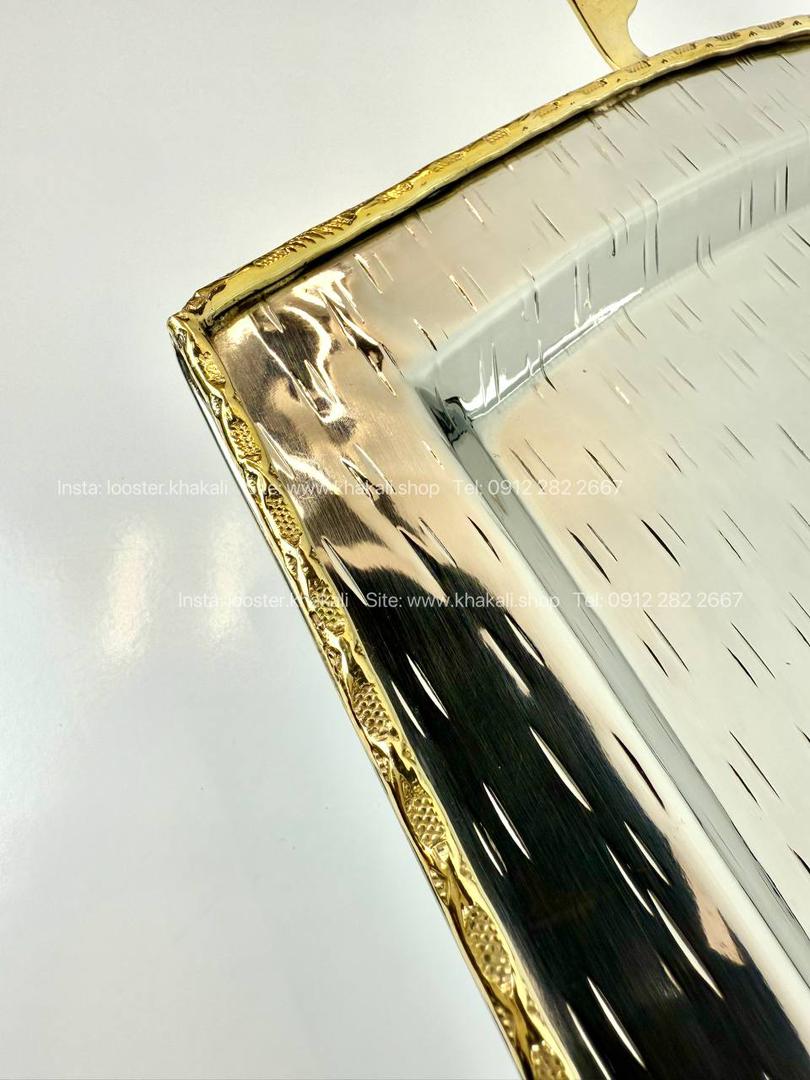 سینی پایه دار استیل برنج