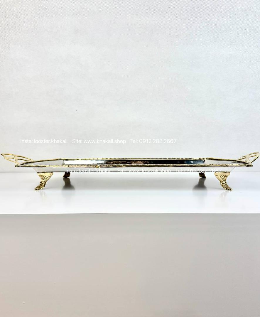 سینی پایه دار استیل برنج