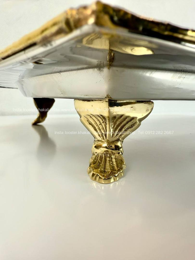 سینی پایه دار استیل برنج