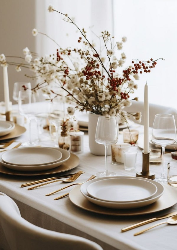 استفاده از گل در میز ناهارخوری