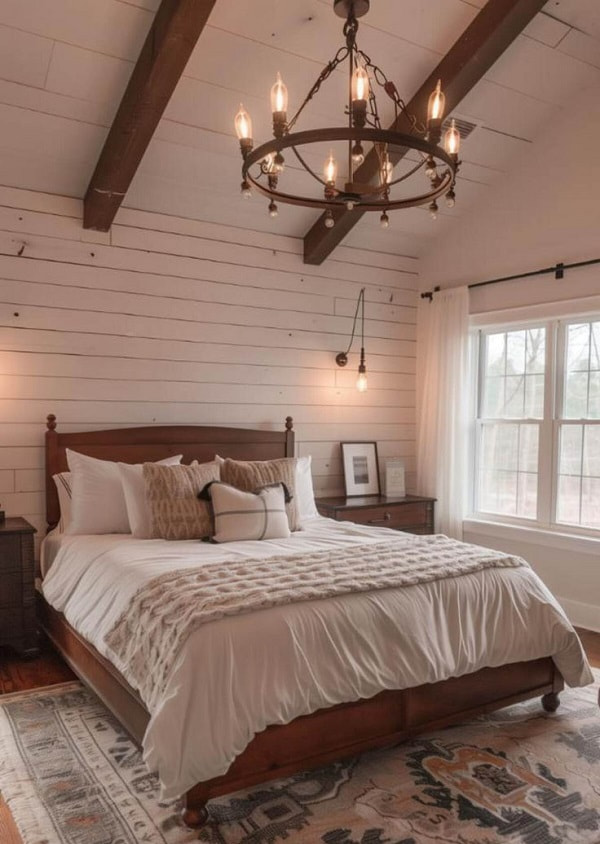 لوستر روستیک در اتاق خواب