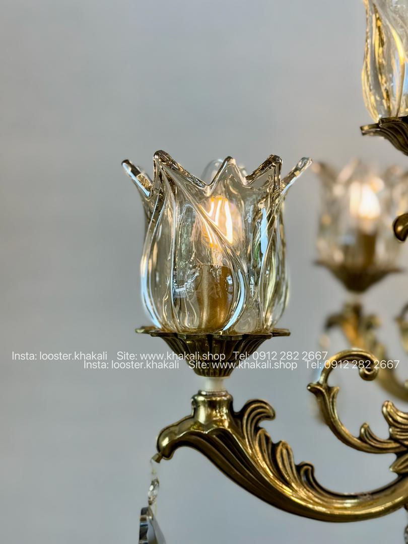 لوستر کلاسیک 6 شاخه برنز کرم ماهور