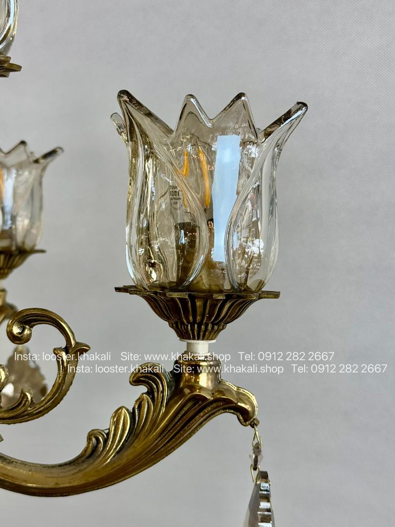 لوستر کلاسیک 6 شاخه برنز کرم ماهور
