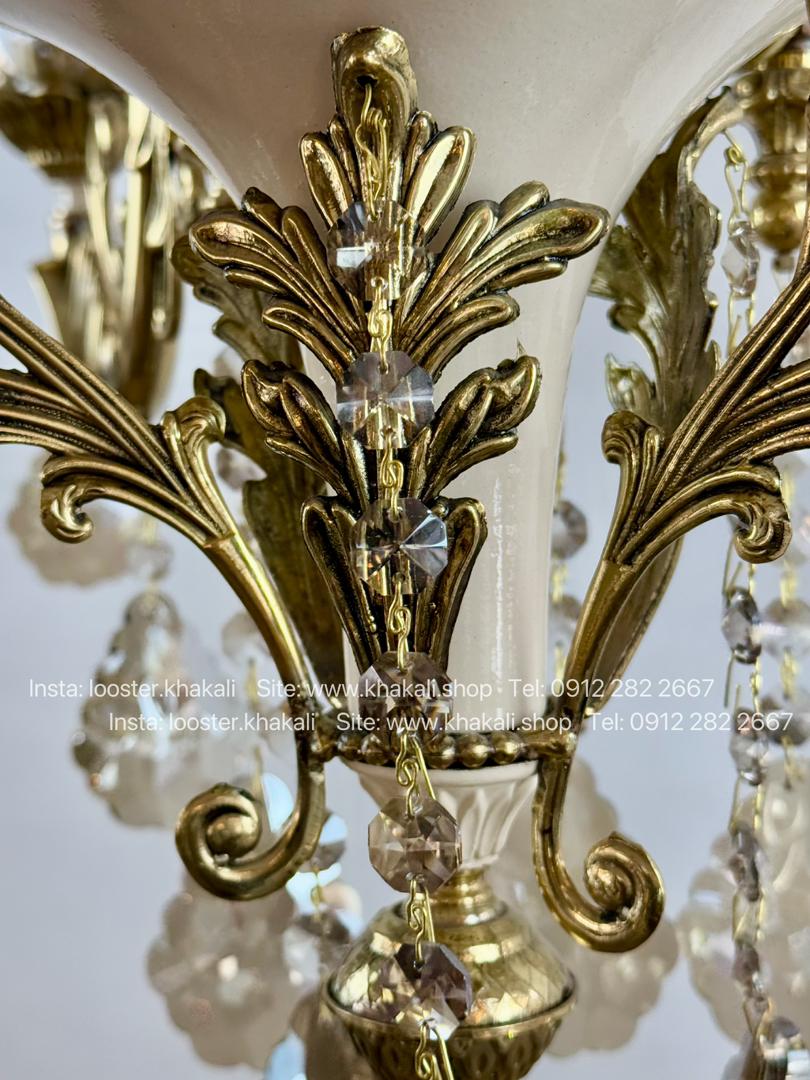 لوستر کلاسیک 6 شاخه برنز کرم ماهور