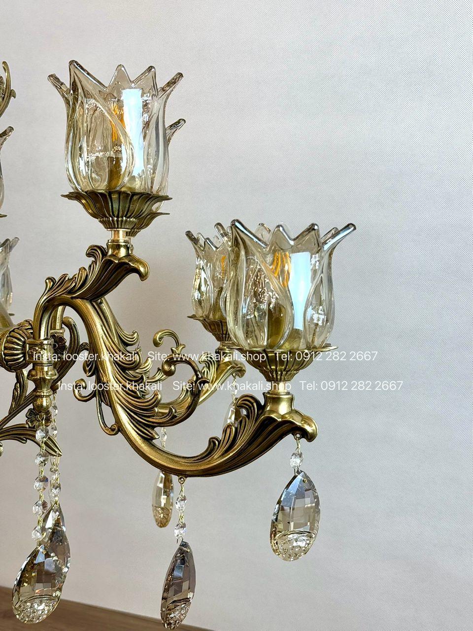 لوستر کلاسیک 6 شاخه برنزی