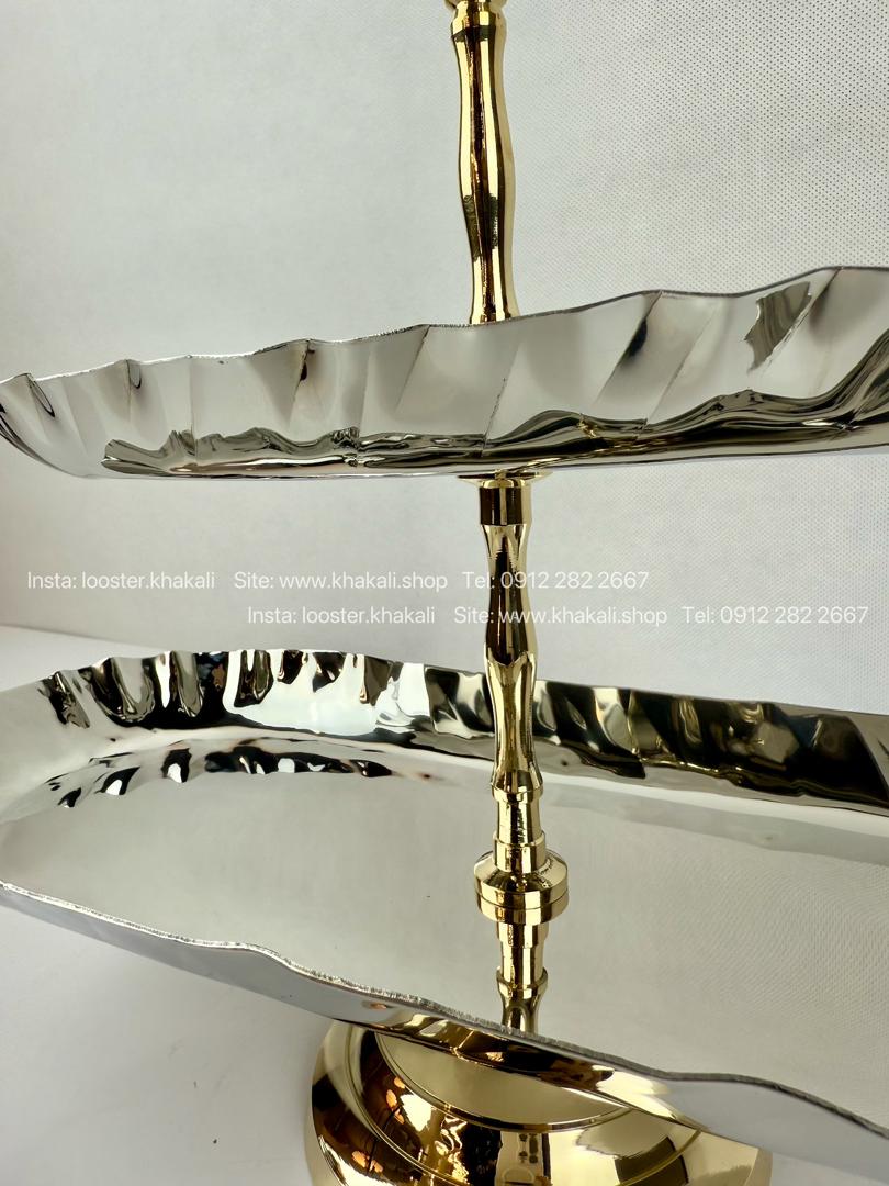 شیرینی خوری دو طبقه استیل برنج وارداتی هندی