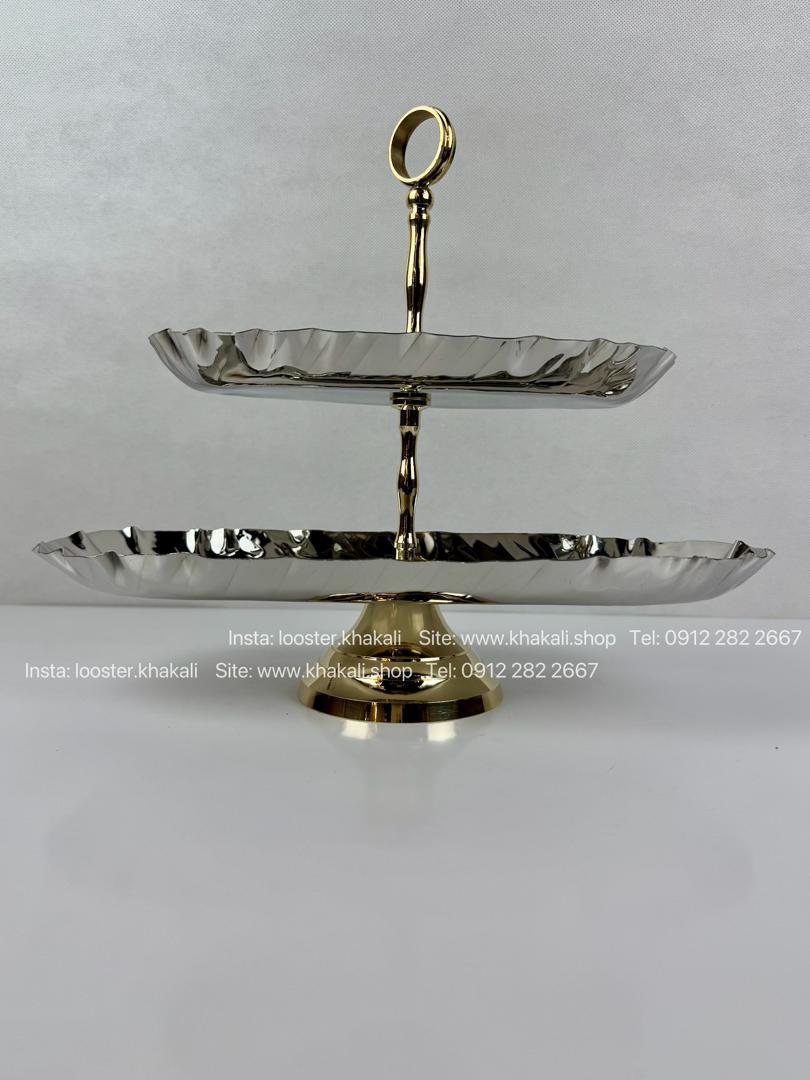 شیرینی خوری دو طبقه استیل برنج وارداتی هندی