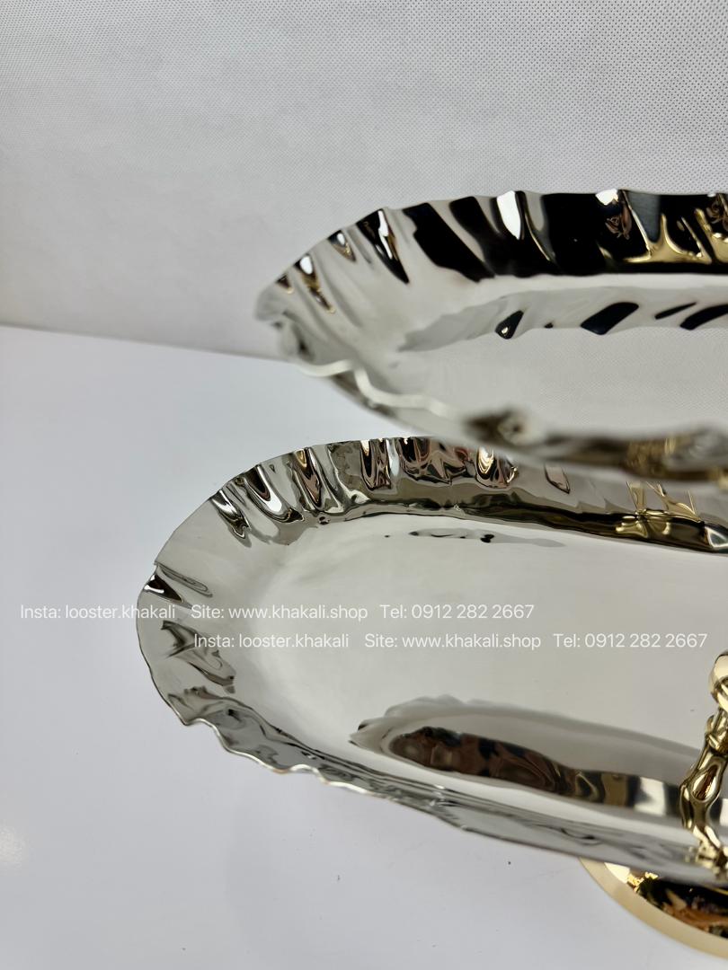 شیرینی خوری دو طبقه استیل برنج وارداتی هندی