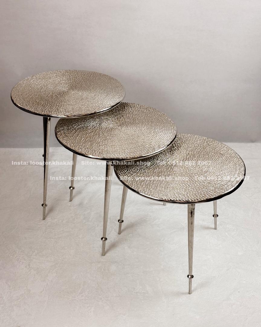 میز عسلی آلومینیوم سه تیکه مدل بافت