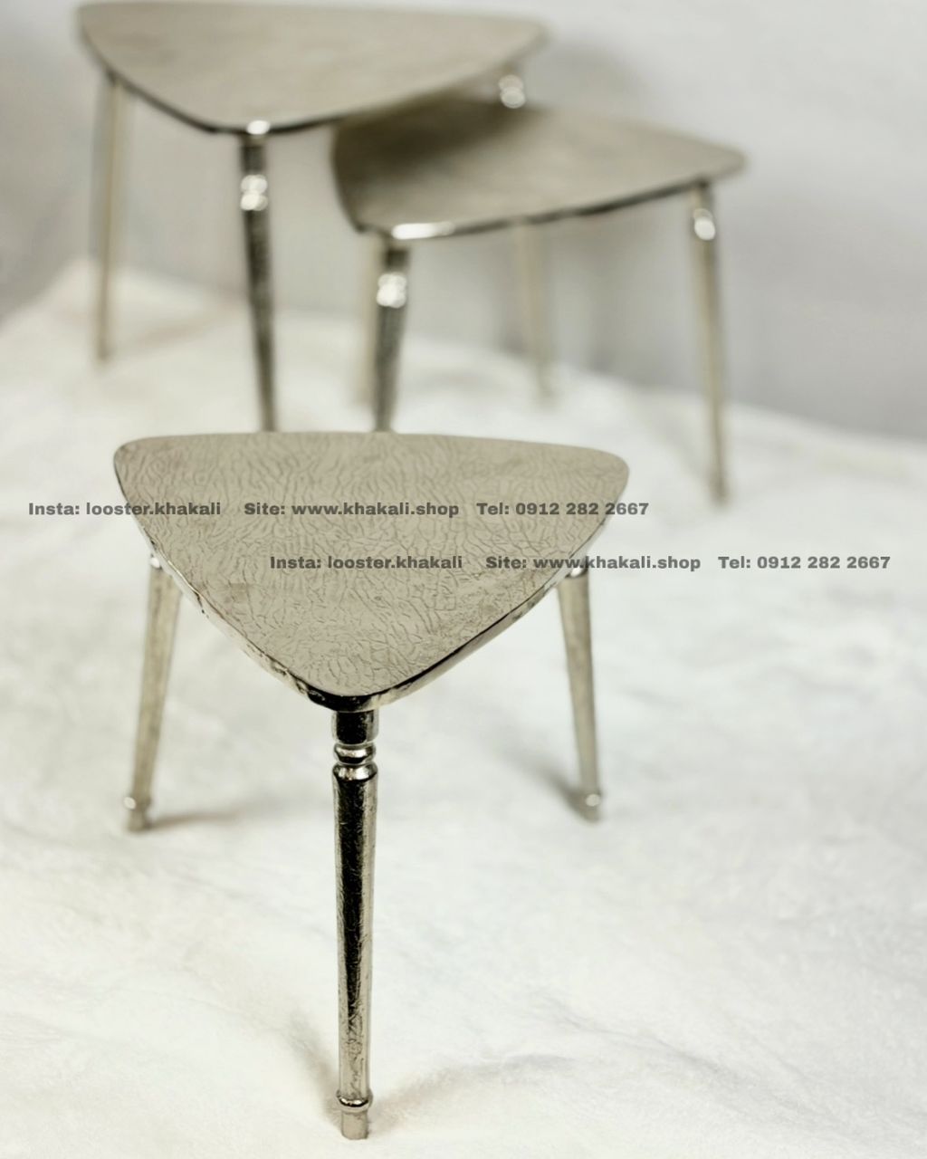 میز عسلی الومینیومی سه تیکه