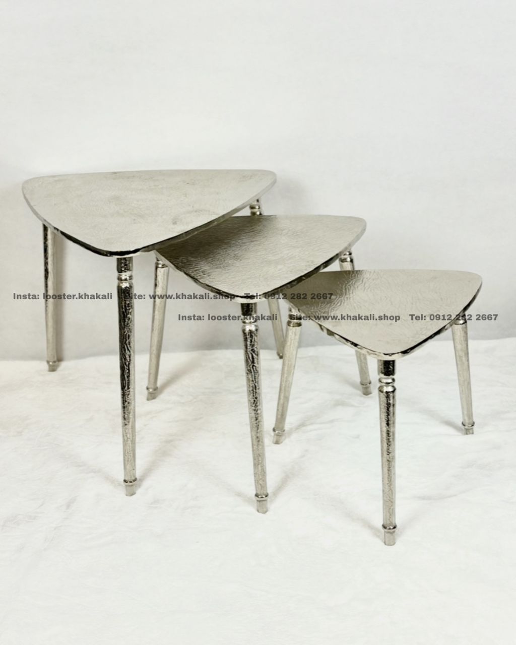 میز عسلی الومینیومی سه تیکه