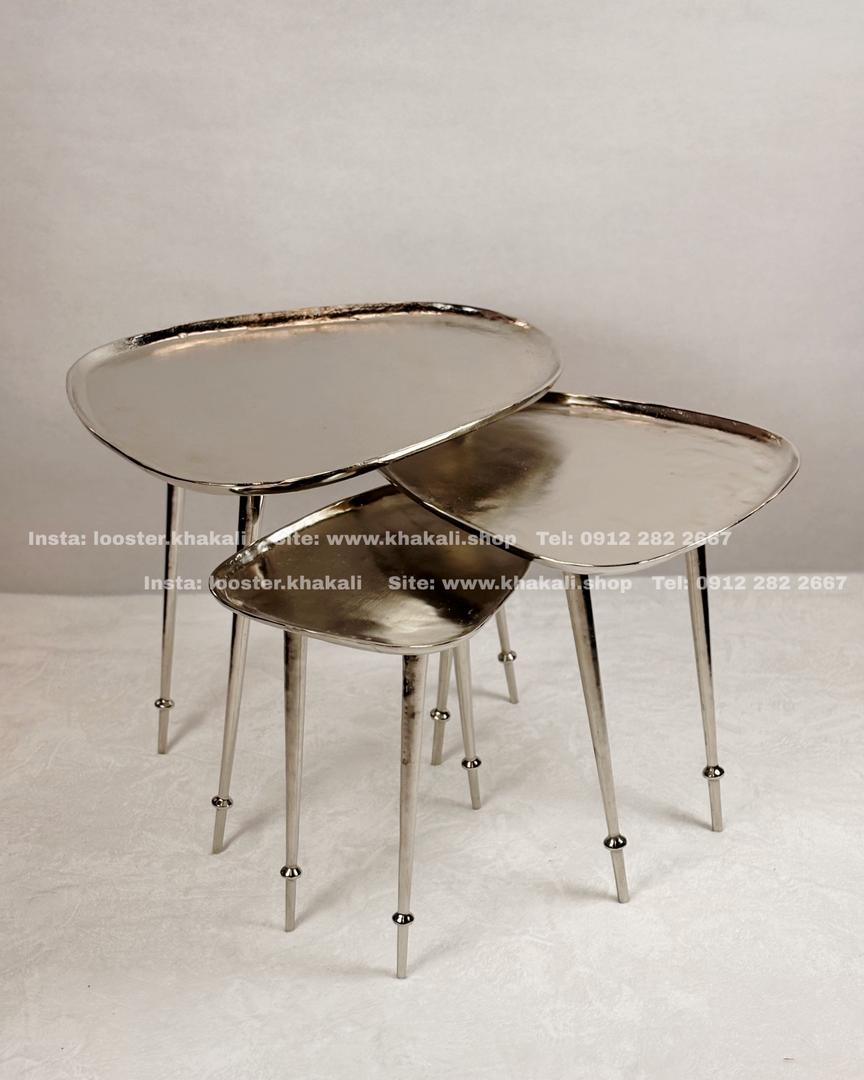 میز عسلی آلومینیوم سه تیکه مدل گلابی