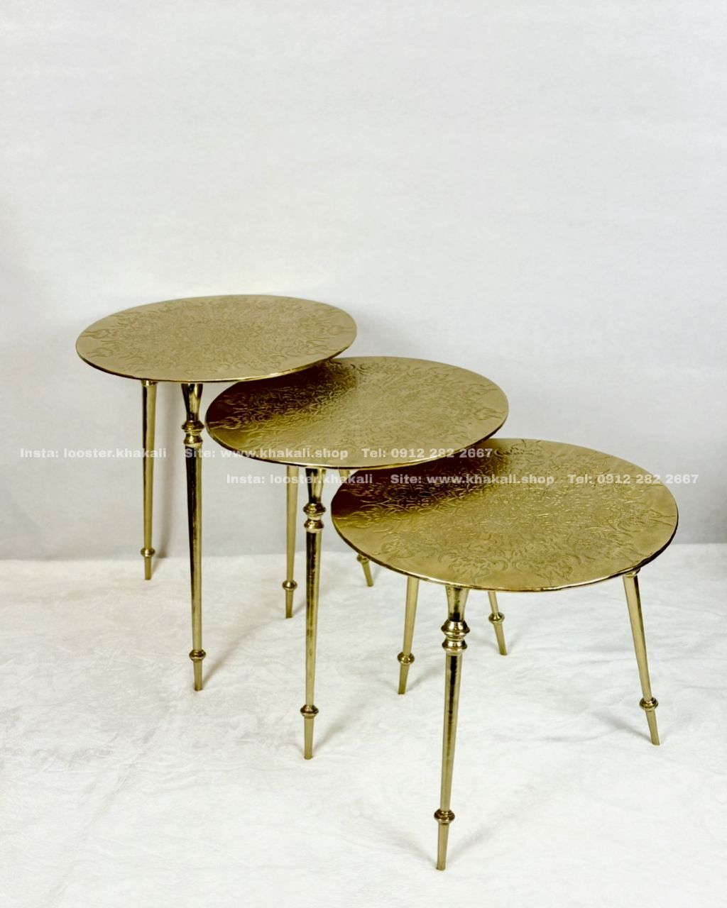 میز عسلی الومینیومی سه تیکه