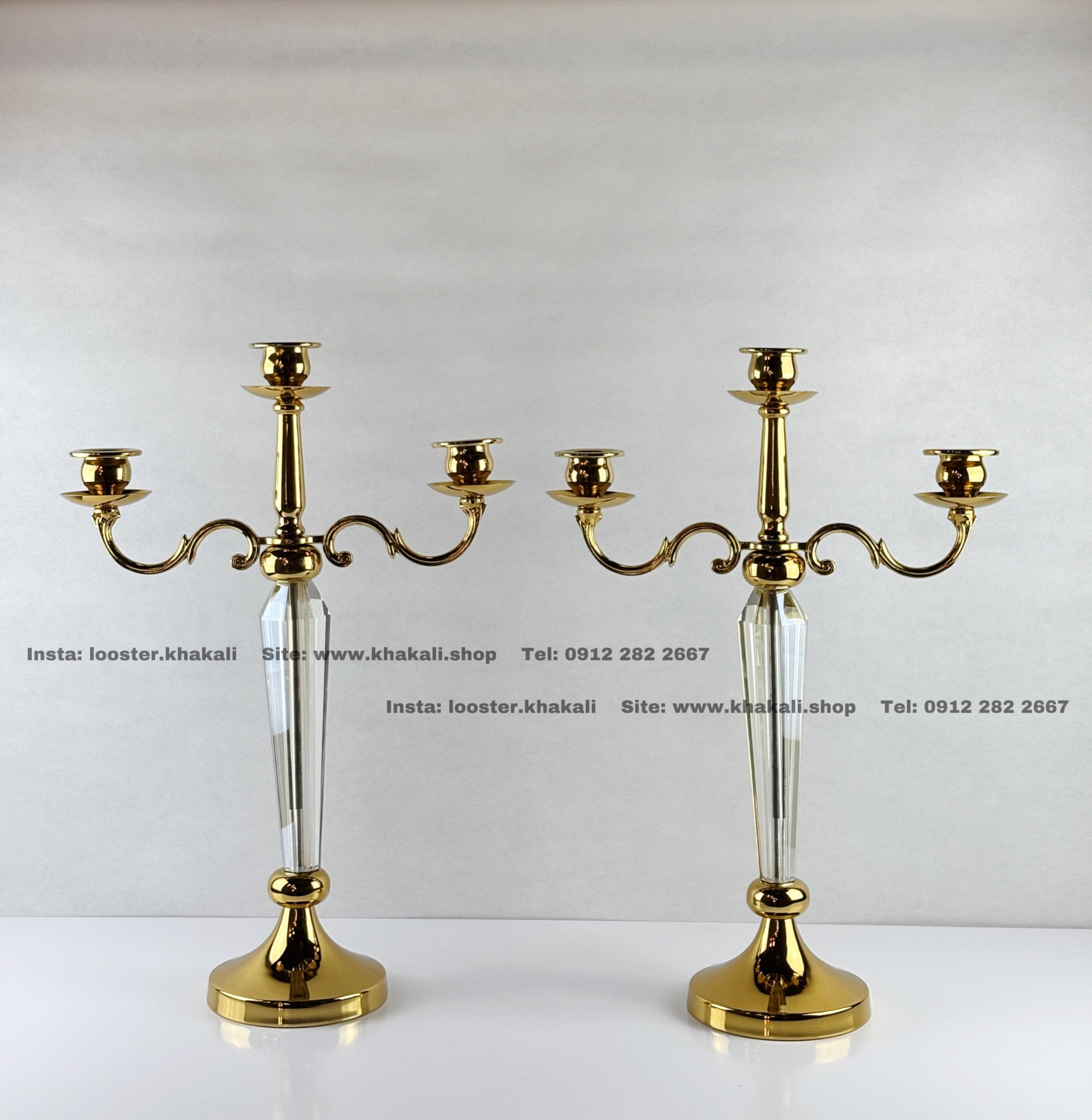 شمعدان سه شعله کریستالی