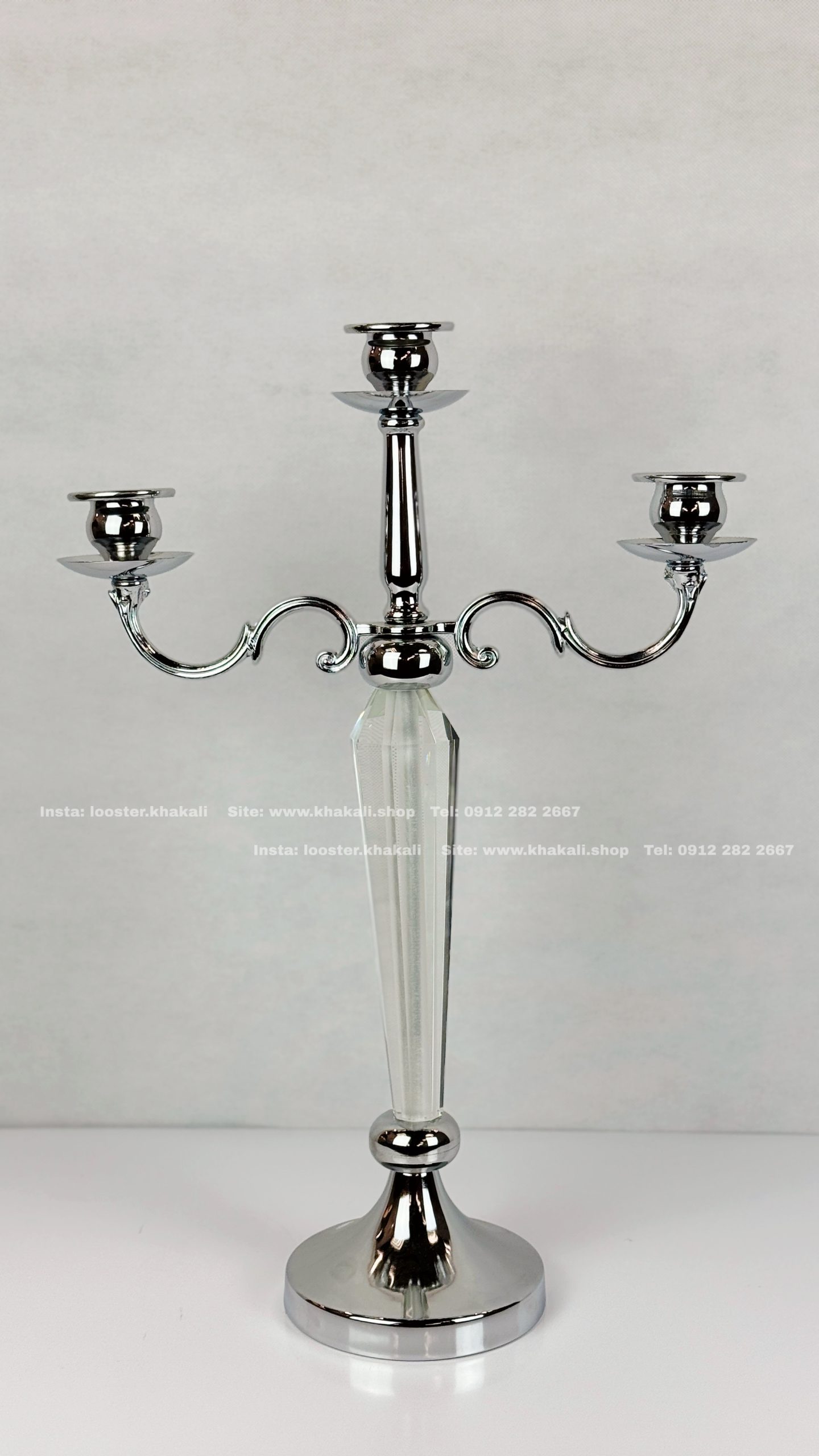 شمعدان سه شعله کریستالی - Image 4