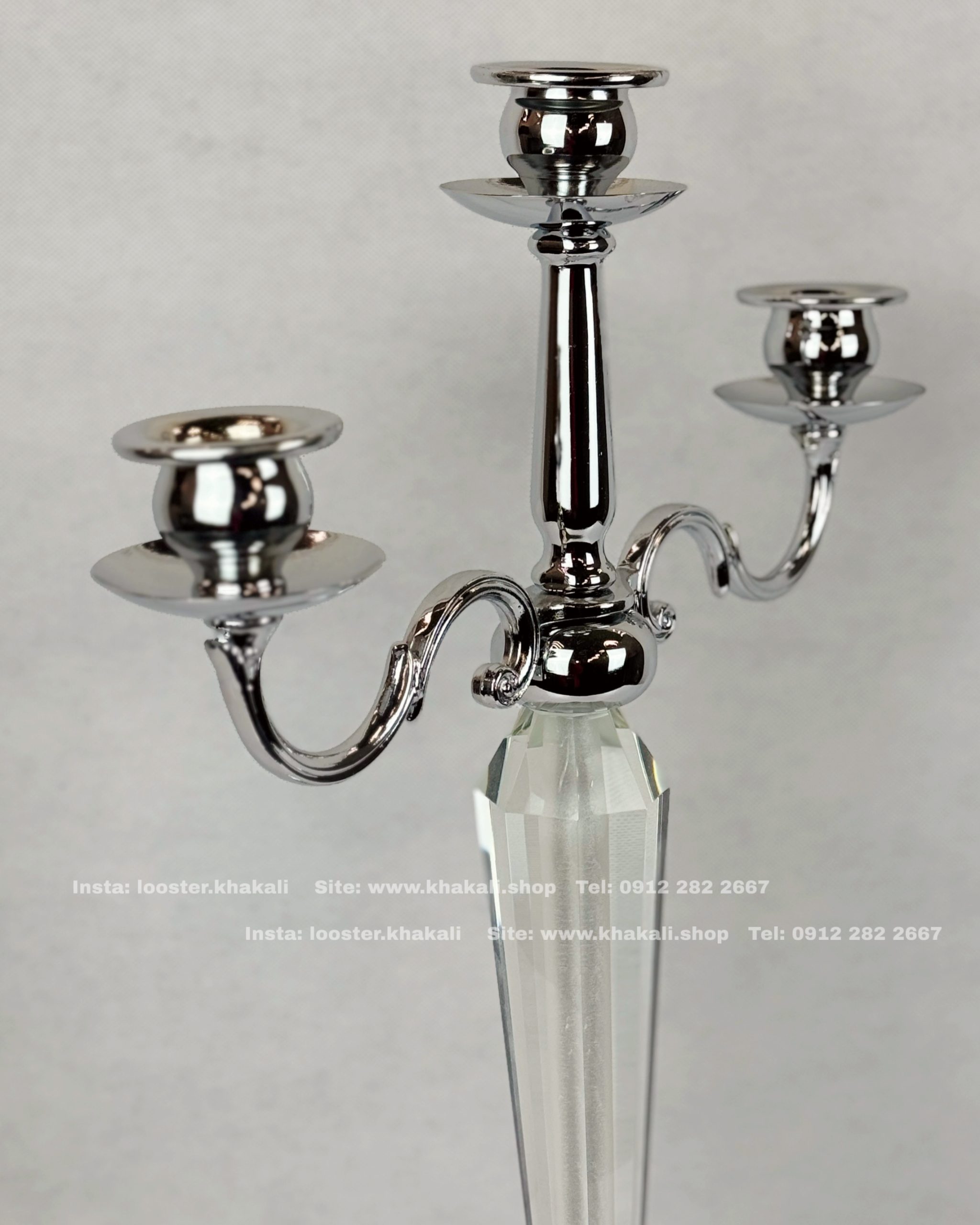 شمعدان سه شعله کریستالی - Image 5