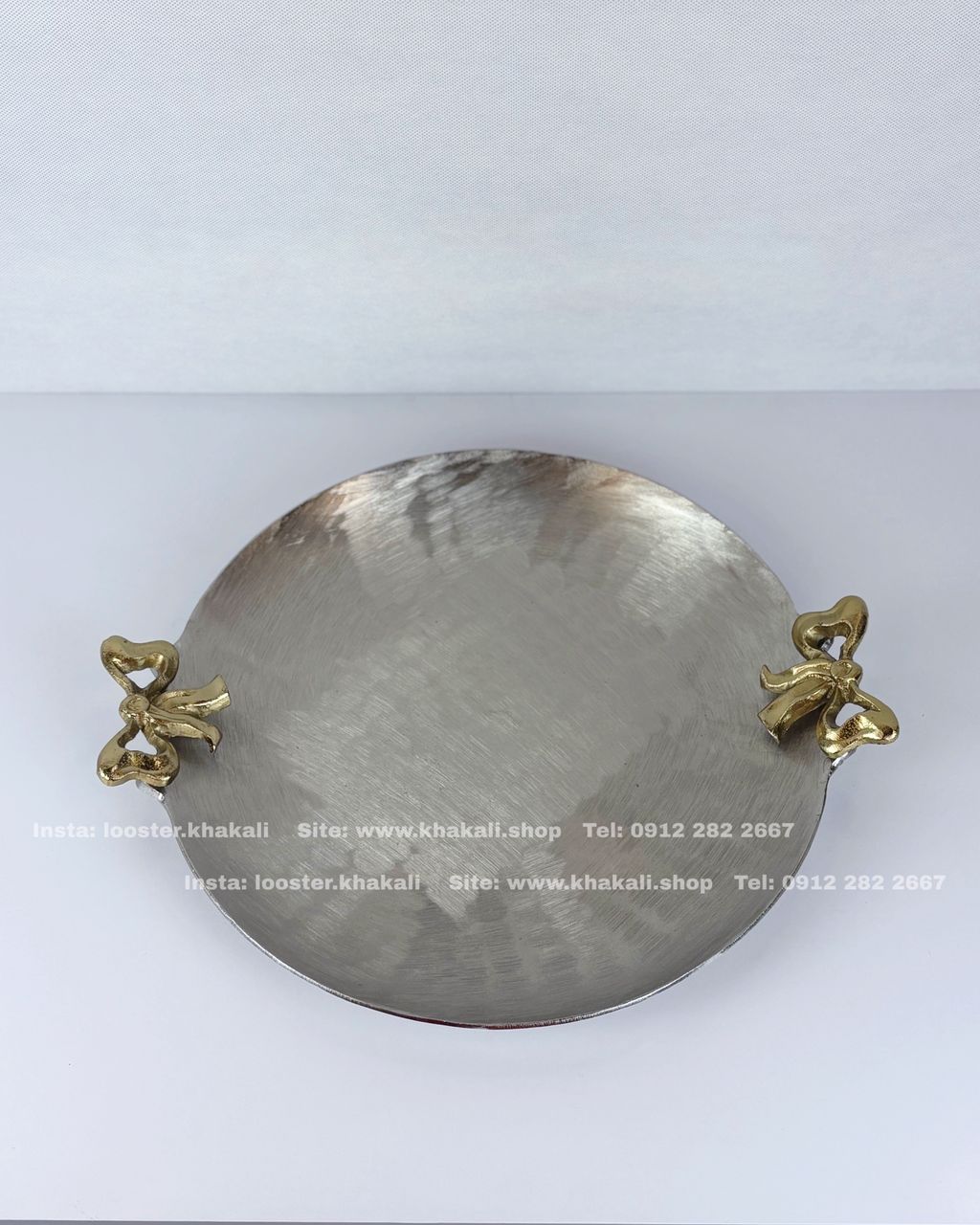 سینی گرد پذیرایی آلومینیوم دسته پاپیون