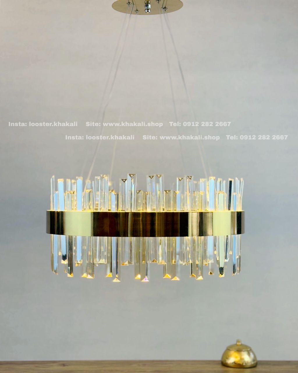 لوستر گرد کریستالی مدرن طرح لوتوس