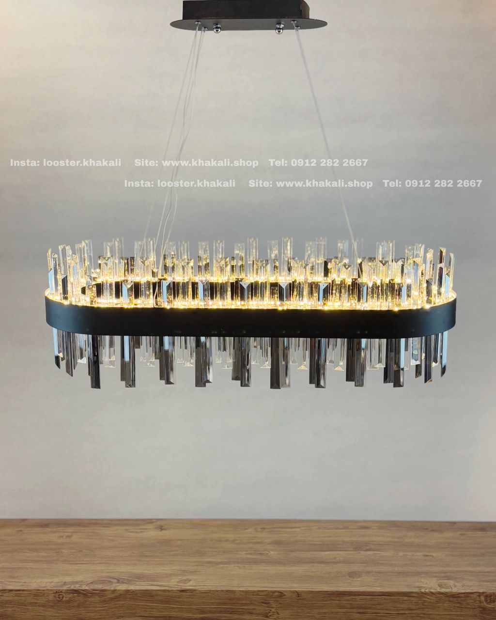 Alternative view of لوستر لاینر کریستالی مدرن طرح لوتوس