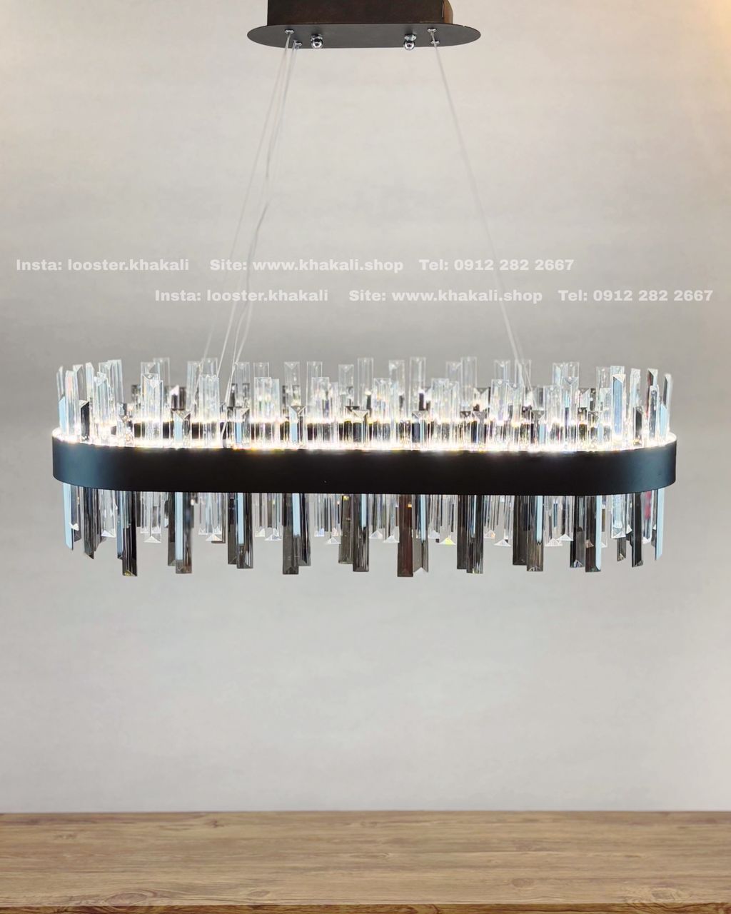 لوستر لاینر کریستالی مدرن طرح لوتوس