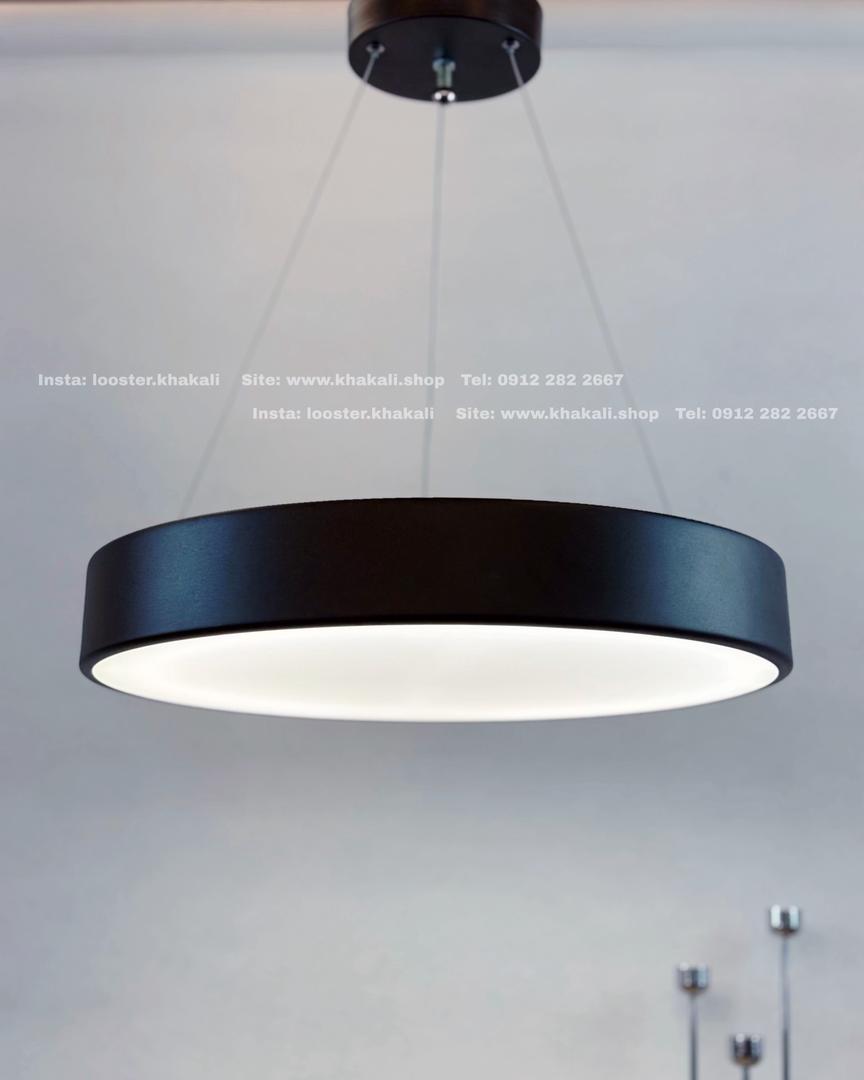 خرید سریع لوستر LED آویز گرد مشکی